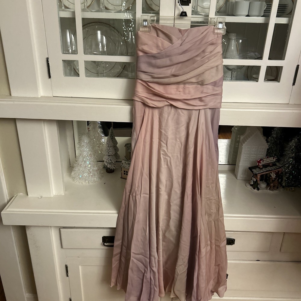 Ralph Lauren Purple Label Leanne Strapless Silk Georgette Midi Dress pink S