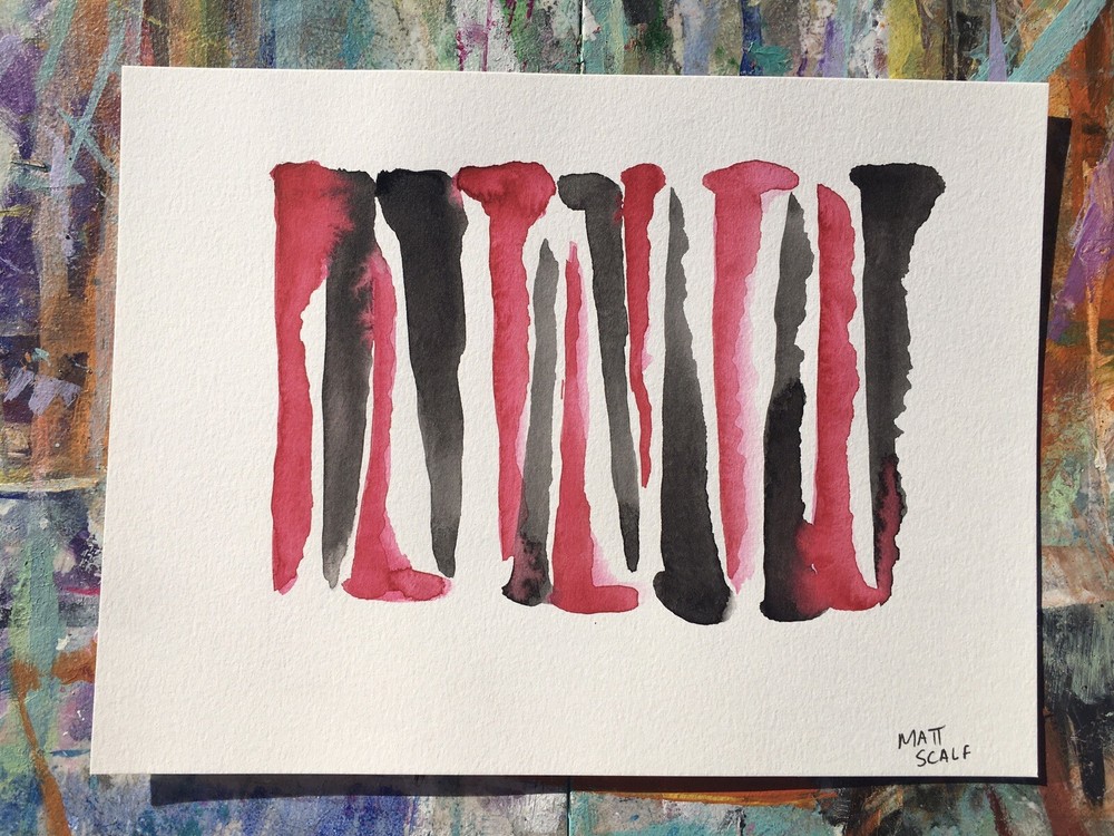 Matt Scalf Colorful Abstract ORIGINAL PAINTING Modern Contemporary 9x12 Signed