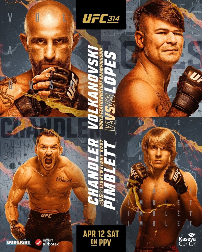 UFC 314 Apr 12 Fight Night Poster Wall Art Decor