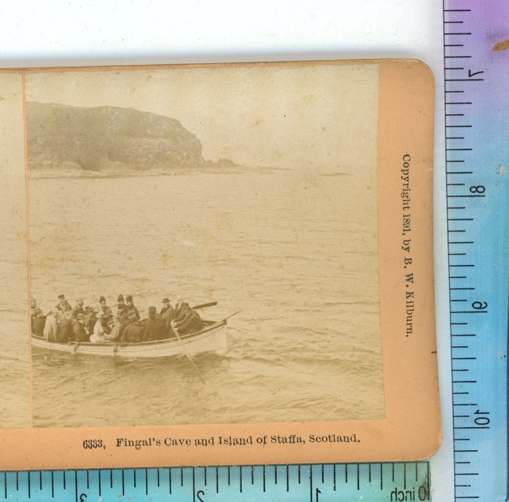 Fingal's Cave & Island of Staffa Scotland B.W. Kilburn Stereoview