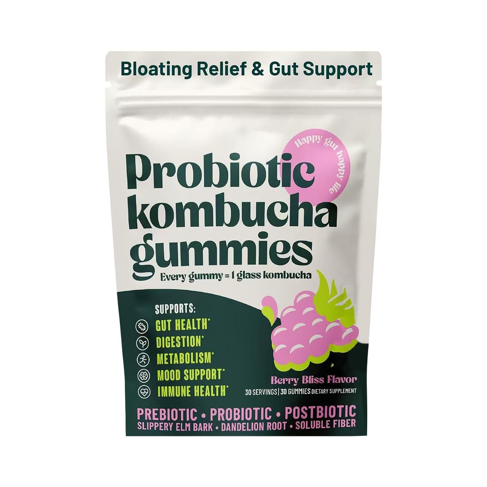 Probiotic Kombucha Gummy - Prebiotics, Probiotics, Postbiotics, Fiber Supplement