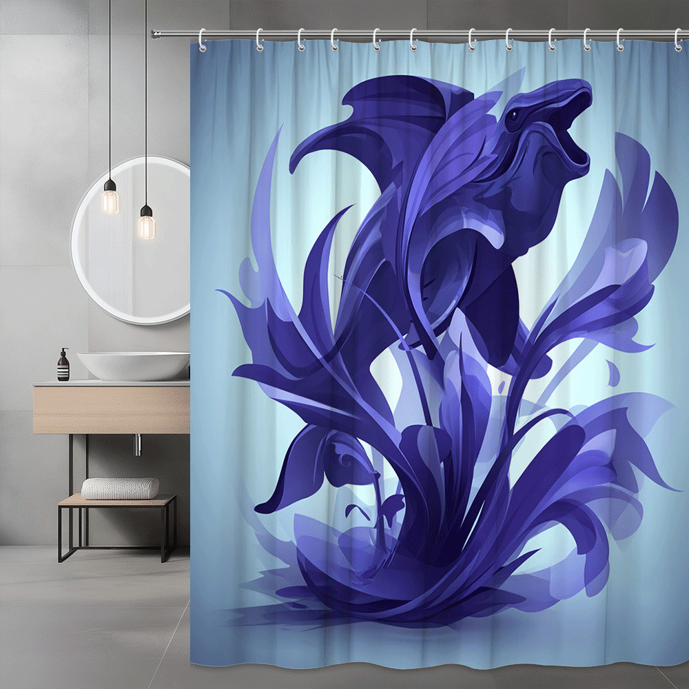 Blue Purple Abstract Shark Shower Curtain Graphic Print