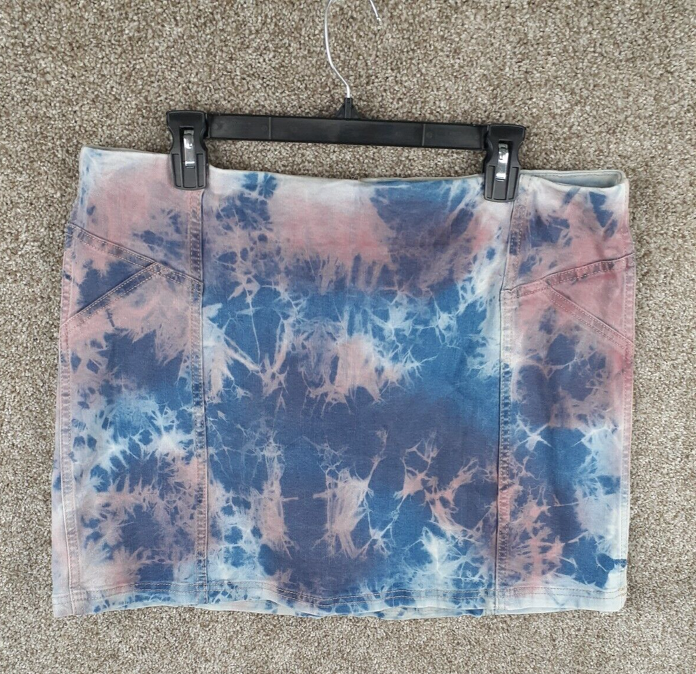 Wild Fable Tie Tye Denim Mini Skirt Womens 18 Blue Pink Stretch Y2K 90s Hipster
