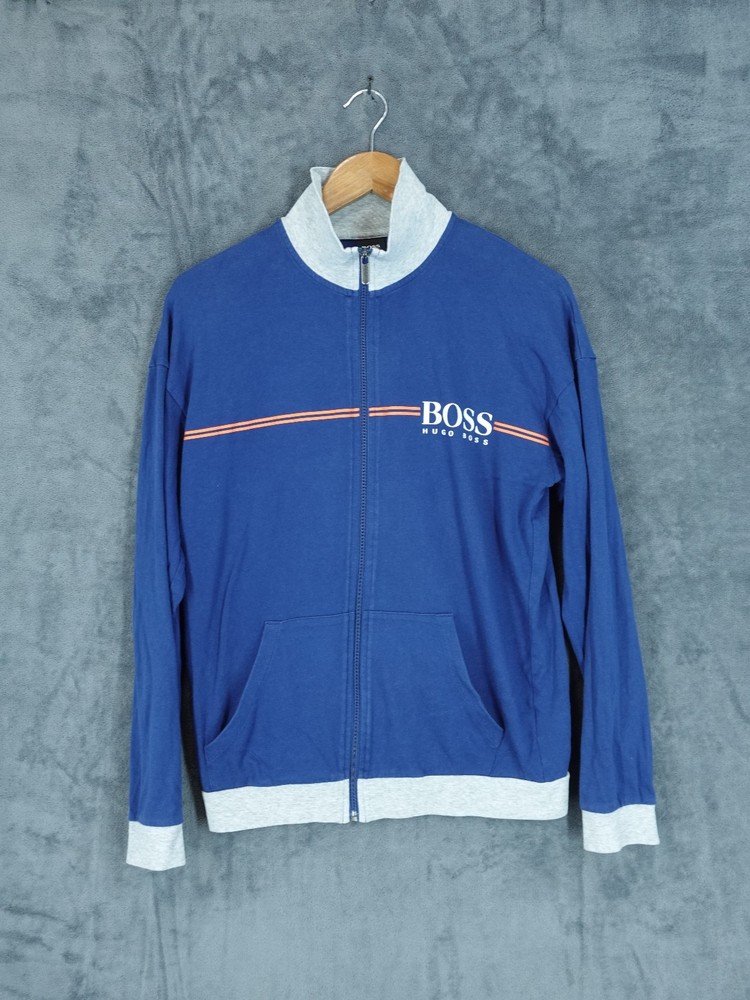 Hugo Boss Jacket Mens Small Blue Full Zip Jumper Sweatshirt Casuals Mod Ska Golf