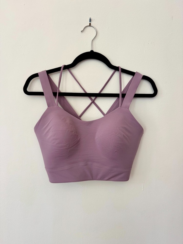 Lululemon Energy Bra Size 10/Medium Purple Strappy Criss Cross Back Molded Cups