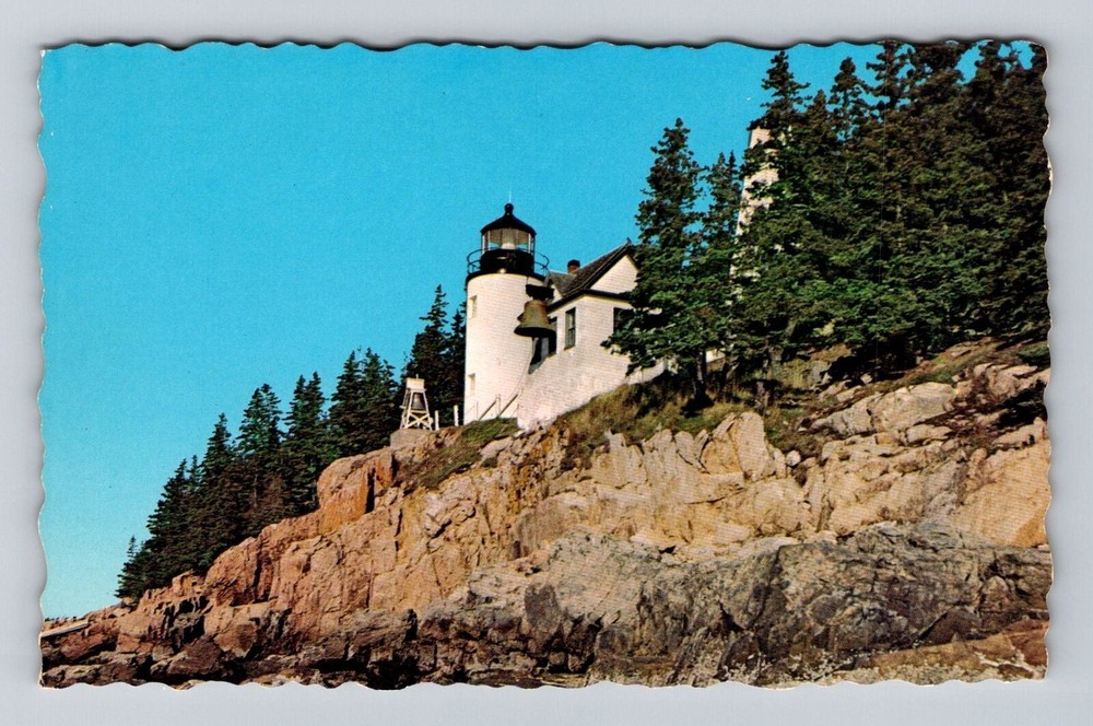 Mt Desert Island ME-Maine, Bass Harbor Light House, Vintage Souvenir Postcard
