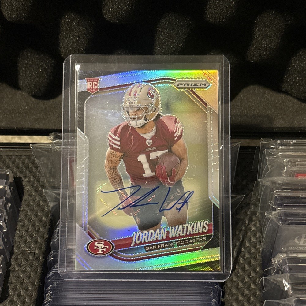 2025 Panini Prizm #389 Jordan Watkins Silver RC Auto San Francisco 49ers