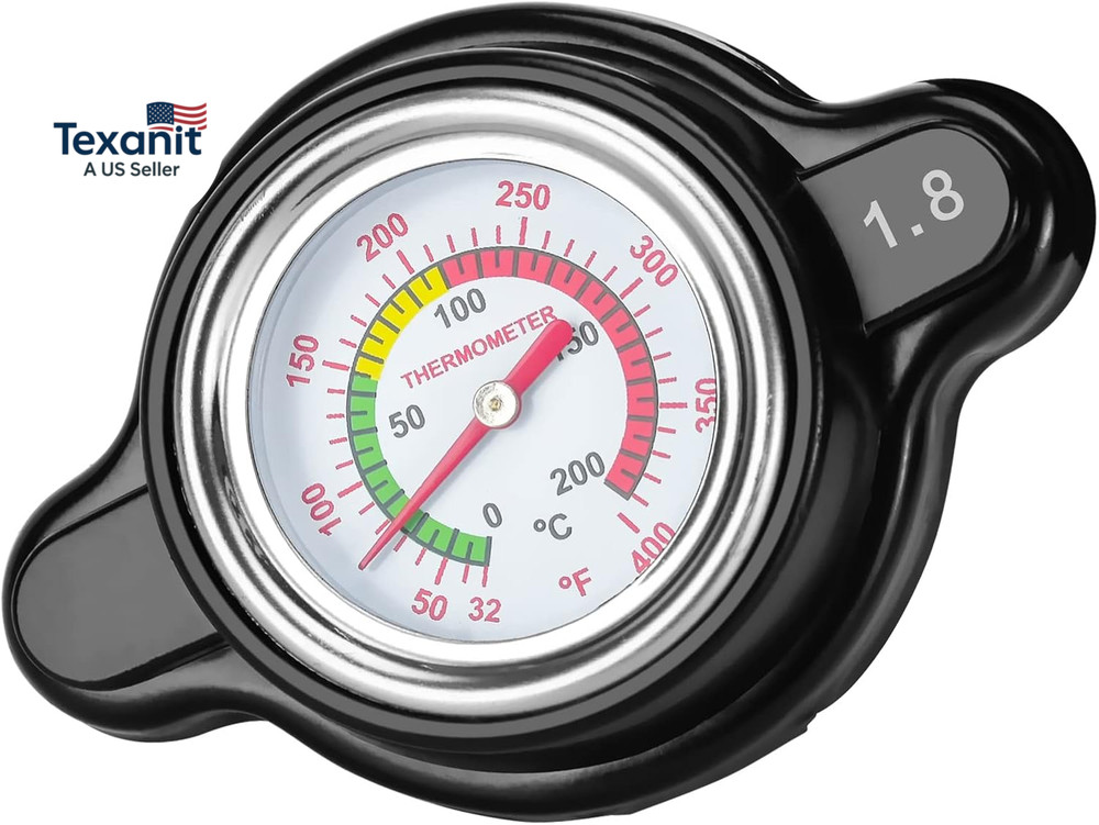 High Pressure Radiator Cap with Temperature Gauge,  1.8 Bar 25.6 Psi Universal R
