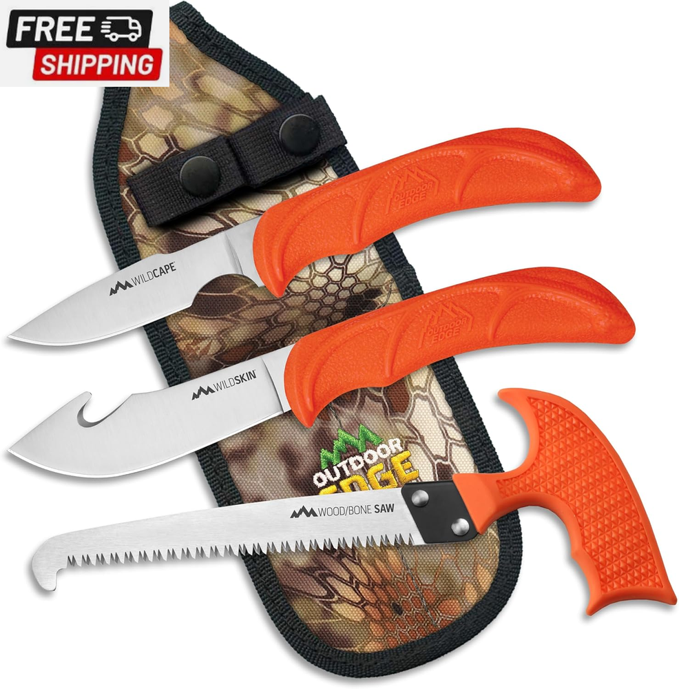 Wildguide 4-Piece Hunting Knife Set & Field Dressing Kit | Featuring Razor-Sharp