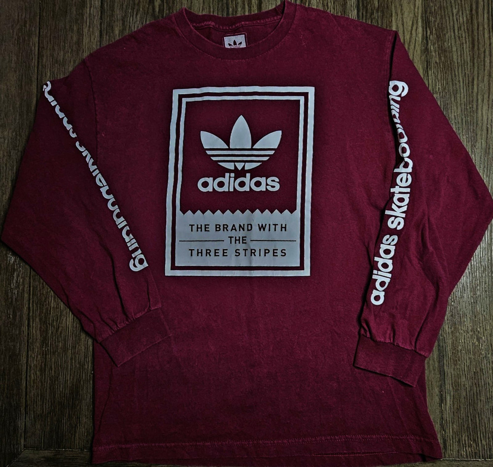 Mens Adidas Skateboarding Long Sleeve Logo Tee Shirt Size Large