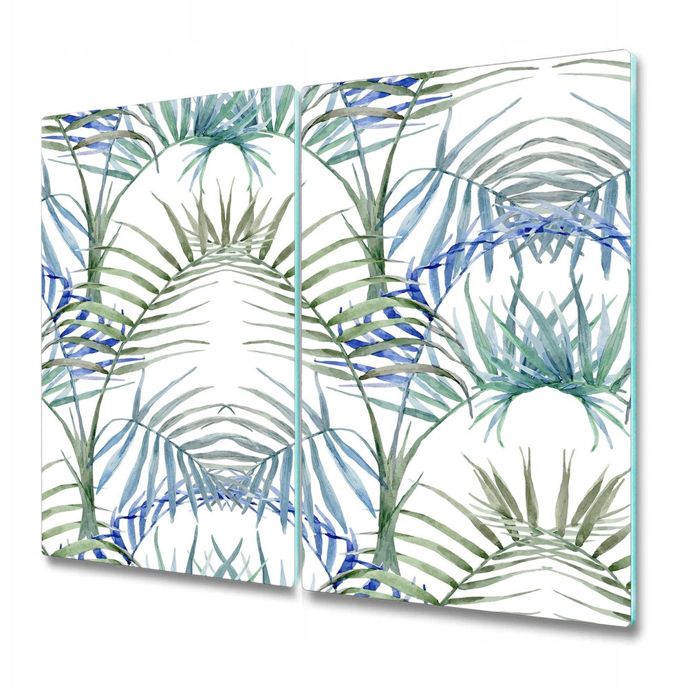 Glass Chopping Serving Utensil Serving Tropical Leaves Blue Leaves 2x30x52