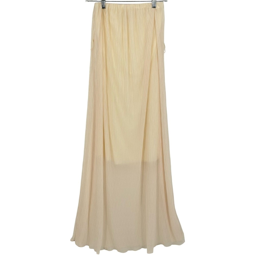 Vintage y2k Women's Cream Nymphe Flowy Fairy Maxi Skirt W/ Sheer Chiffon Overlay