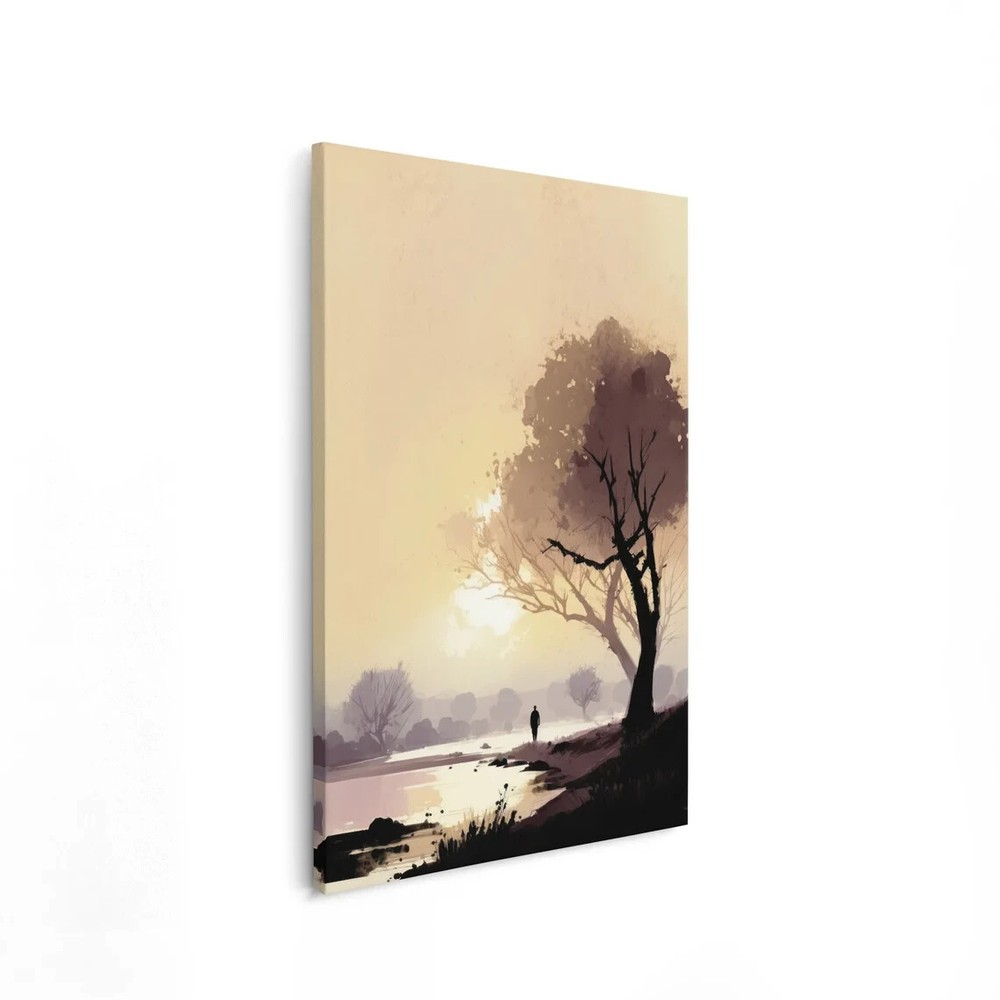 Brown Dark Nature Painting Minimalist Unframed Canvas Print Australian Wall Art