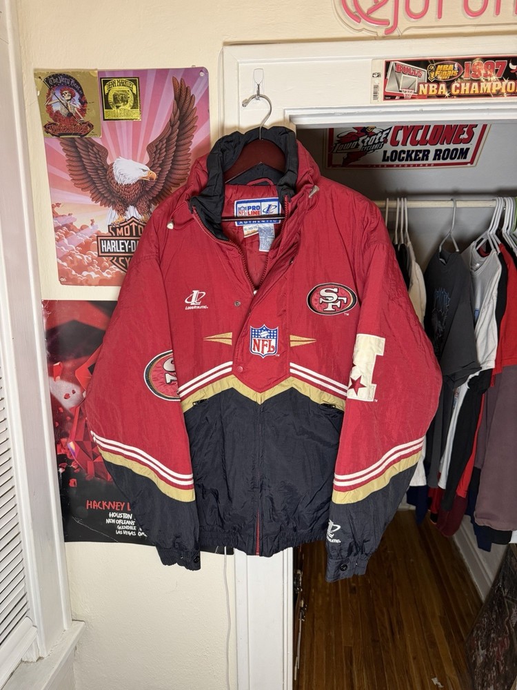 Vintage 90s San Francisco 49ers Logo Athletic NFL Pro Line Puffer Jacket Size XL