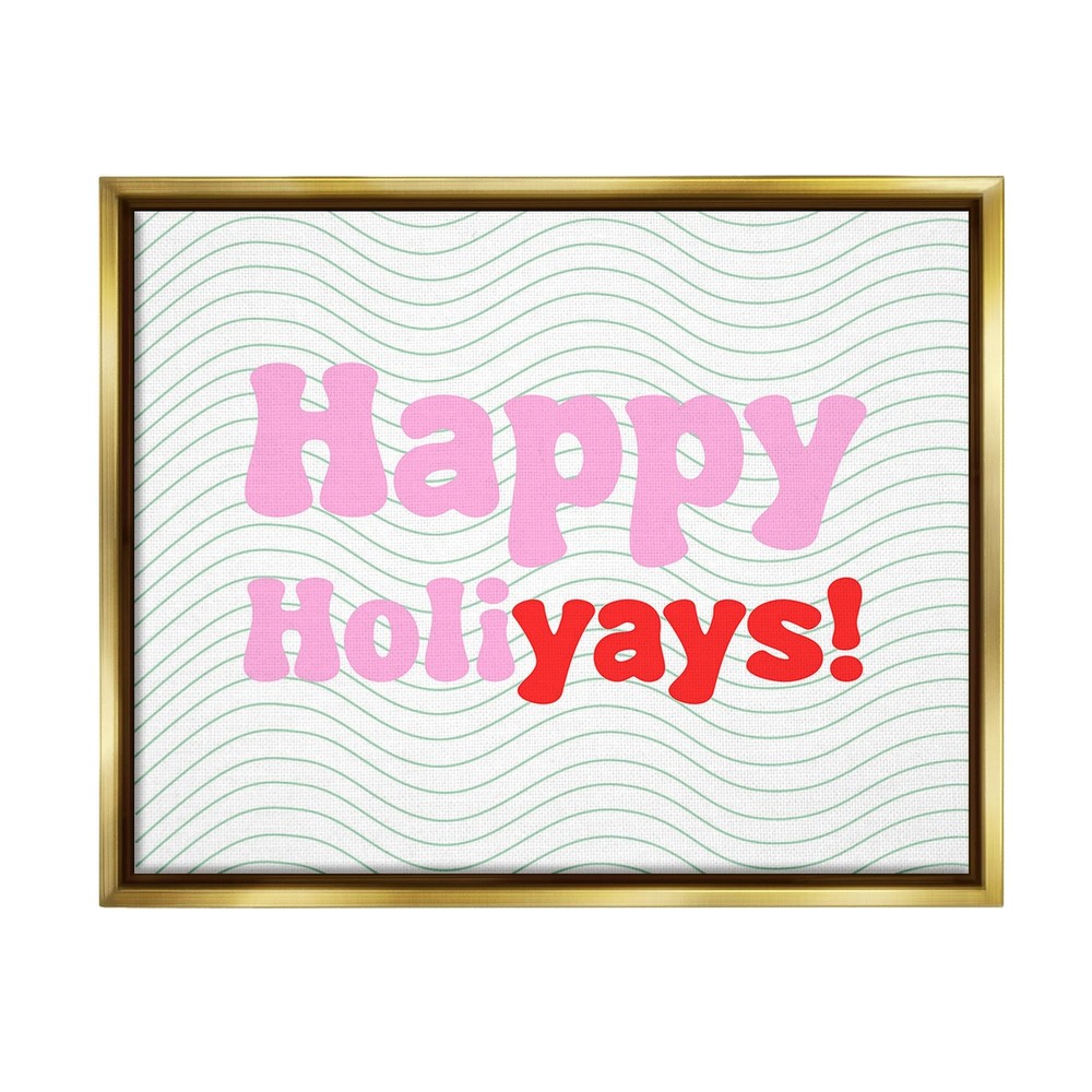 Happy Holiyays Patterned Framed Floater Canvas Wall Art by Lil' Rue