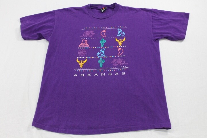 VTG Arkansas T Shirt 90s Purple Single Stitch Signal Sports sz XL USA