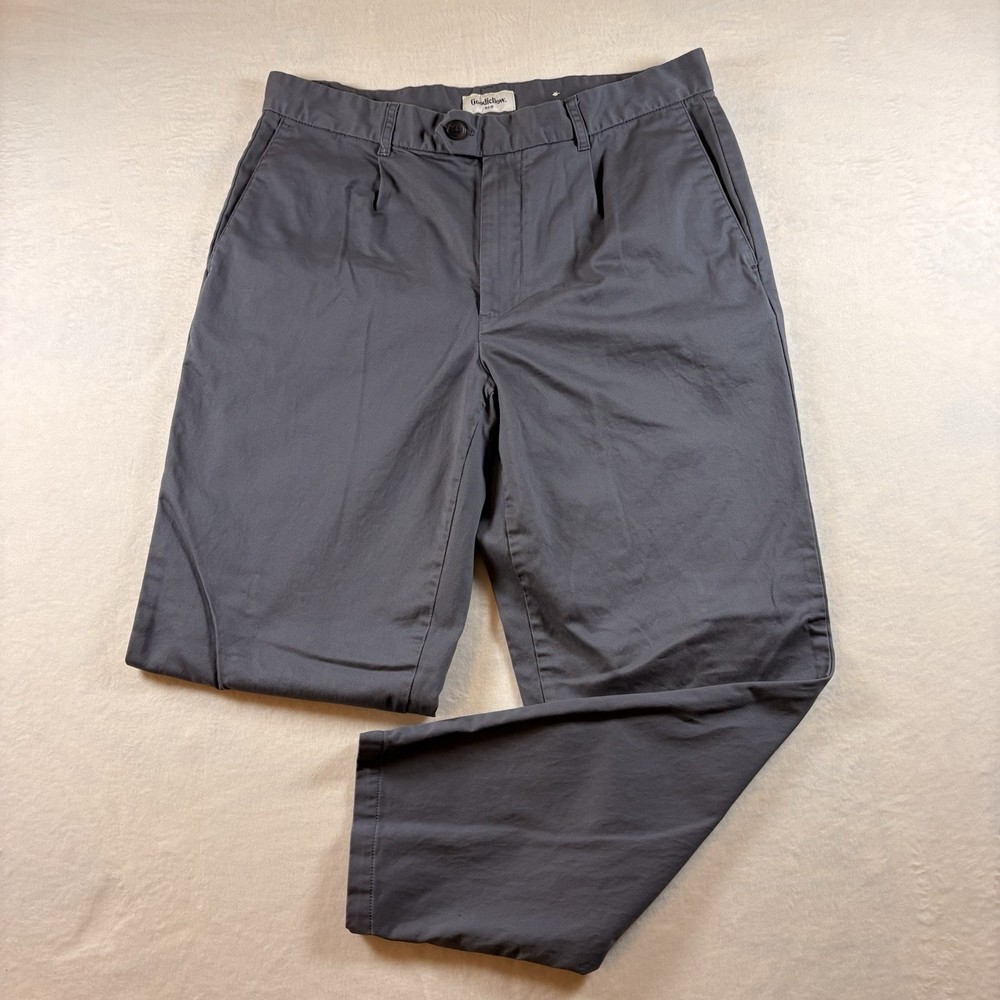 Goodfellow Men’s Pleated  Tapered Chino Pants Blue Gray Stretch 34x30 Preppy