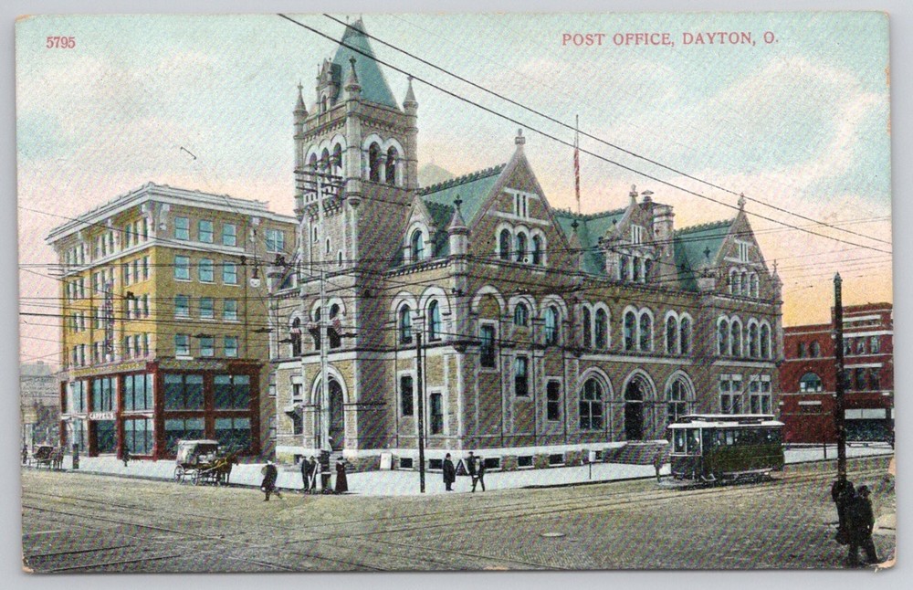 Dayton Ohio Post Office Streetcar Vintage Postcard A. C. Bosselman c1910