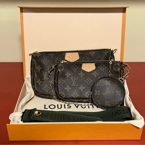 Louis Vuitton Multi Pochette Accessoires Khaki Crossbody Bag