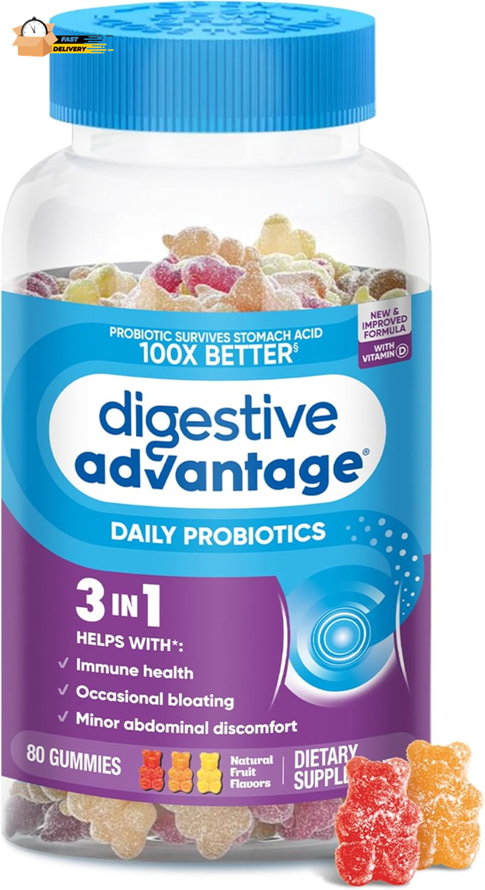Probiotics for Digestive Health, Probiotic Gummies & Vit D,