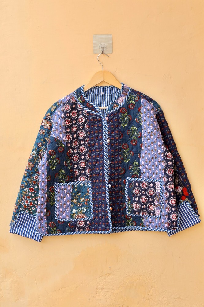 Handmade Cotton Quilted Jacket Patchwork Kimono Style Kantha Women's Boho Coat