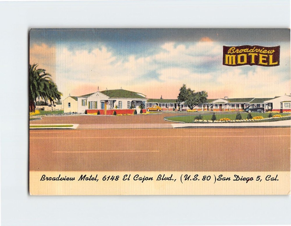 Postcard Broadview Motel San Diego California USA