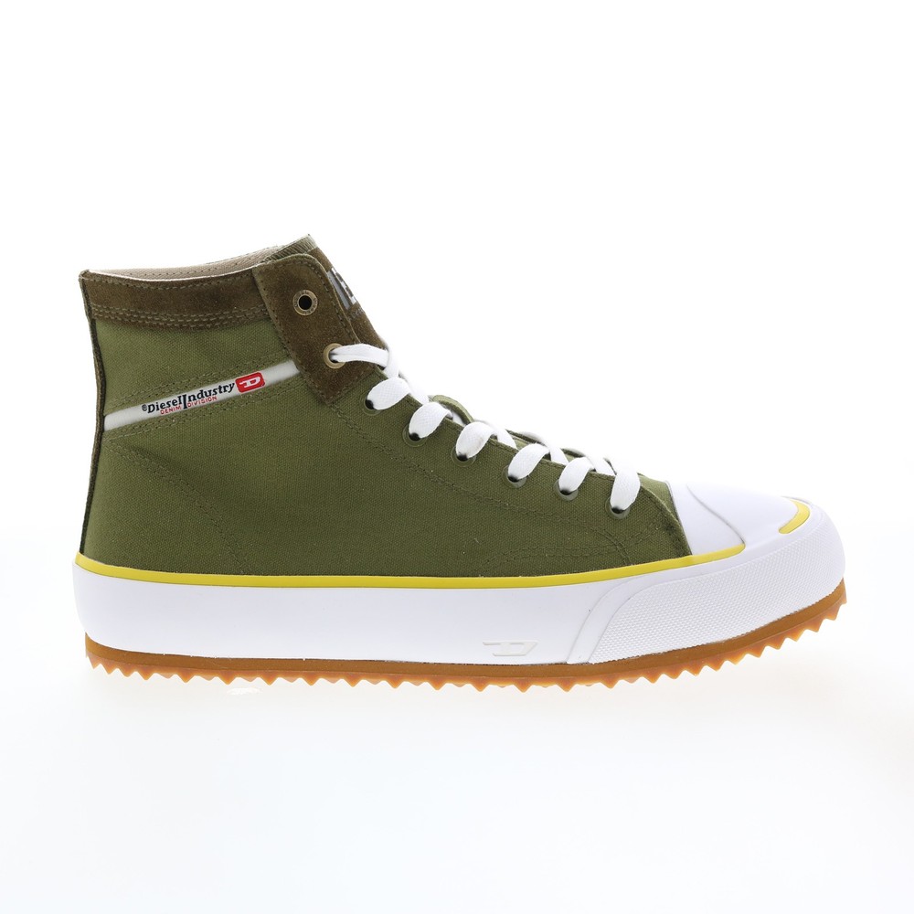 Diesel S-Principia Mid Mens Green Canvas Lace Up Lifestyle Sneakers Shoes 11