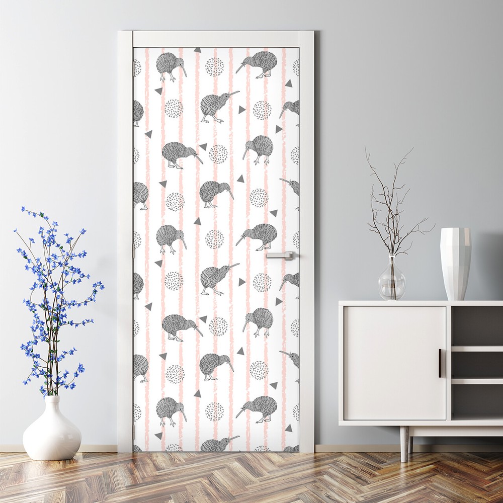 Kiwi Bird Minimalistic Pattern Bubble Free Door sticker Decal Decor Decal Decor