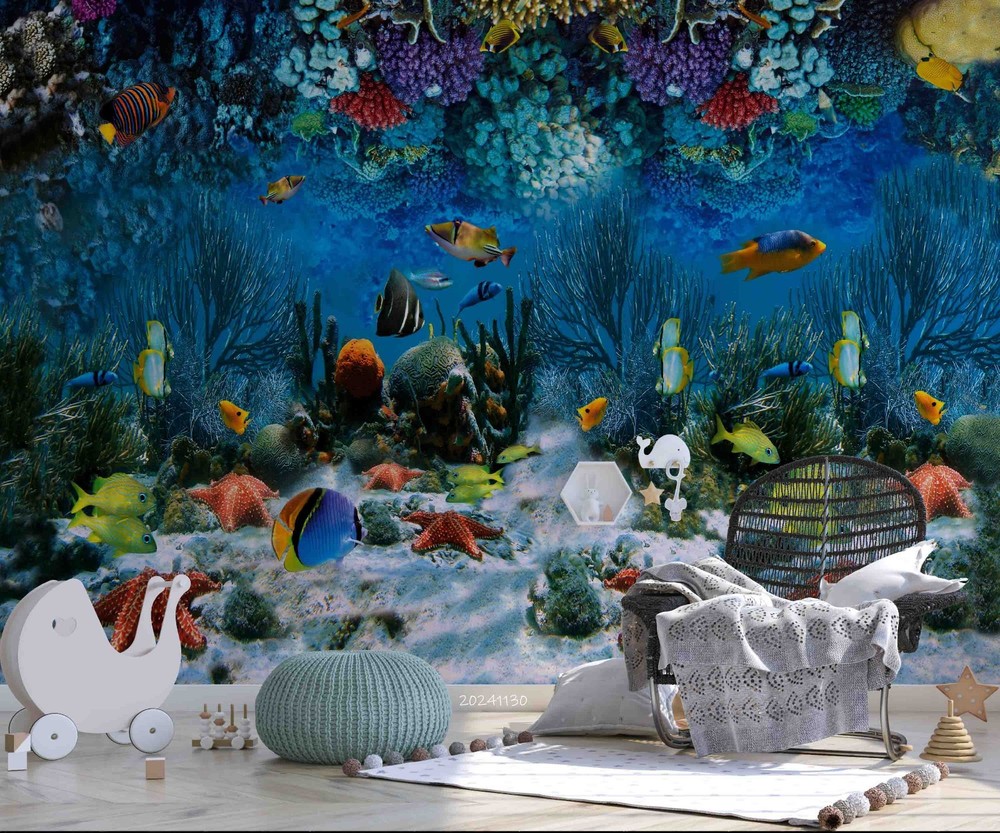 3D Ocean Coral Fish Landscape Wall Murals Wallpaper Murals Wall Sticker 3