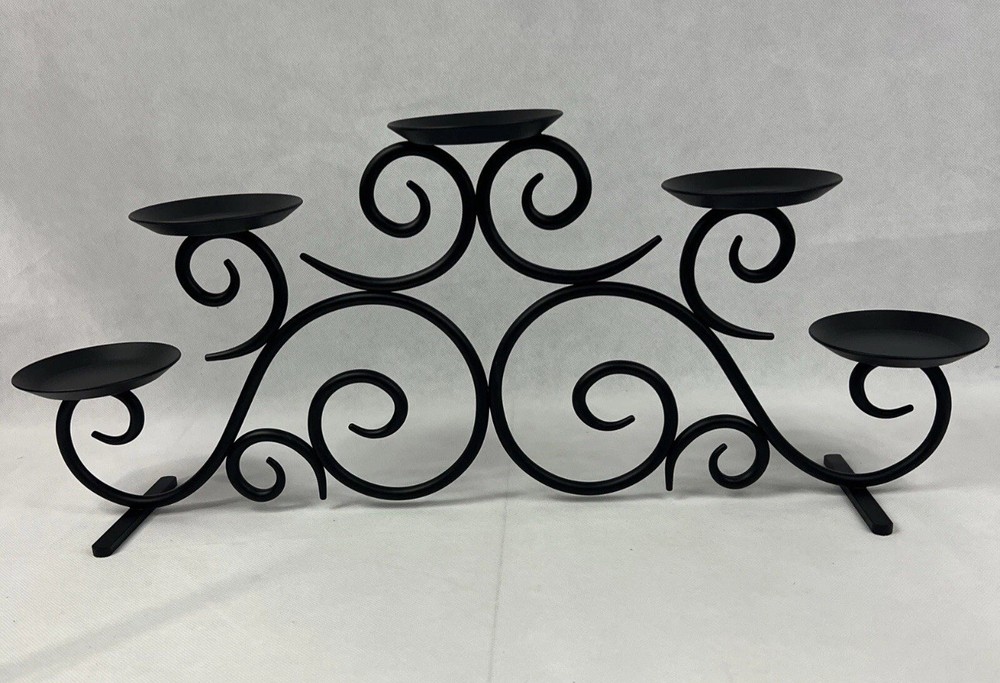Partylite Hearthside Pillar Stand P7412 Wrought Iron 5 Candle Holder