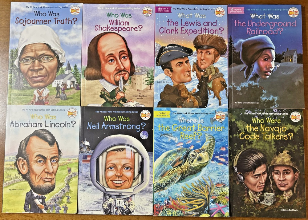 Who HQ Books - Set of 18 Books - Lincoln, Armstrong, Shakespeare, Dahl, Earhart