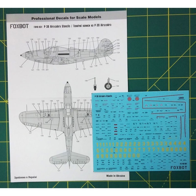 FOXBOT 48-031 Scale 1:48 Decals Stencils for P-39 Airacobra