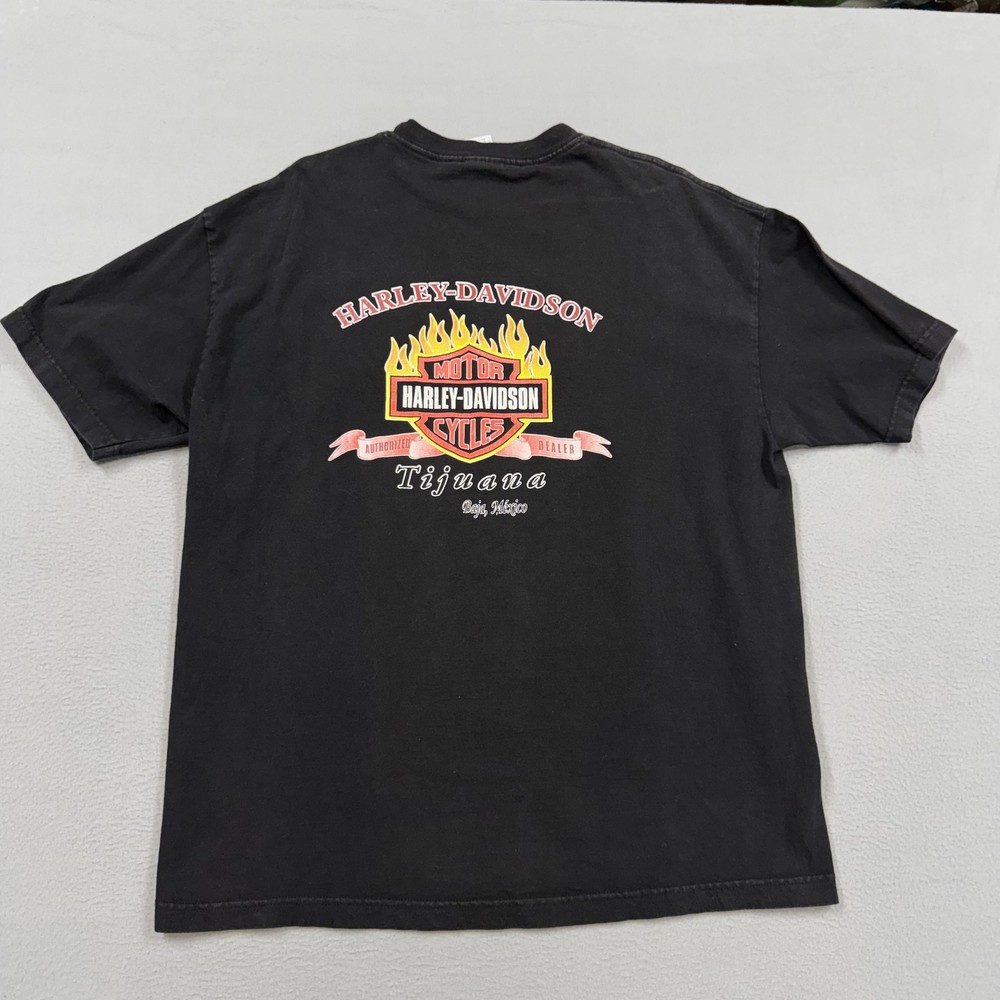 Harley-Davidson Shirt Mens Large Black Tijuana Baja Mexico Dealer Graphic