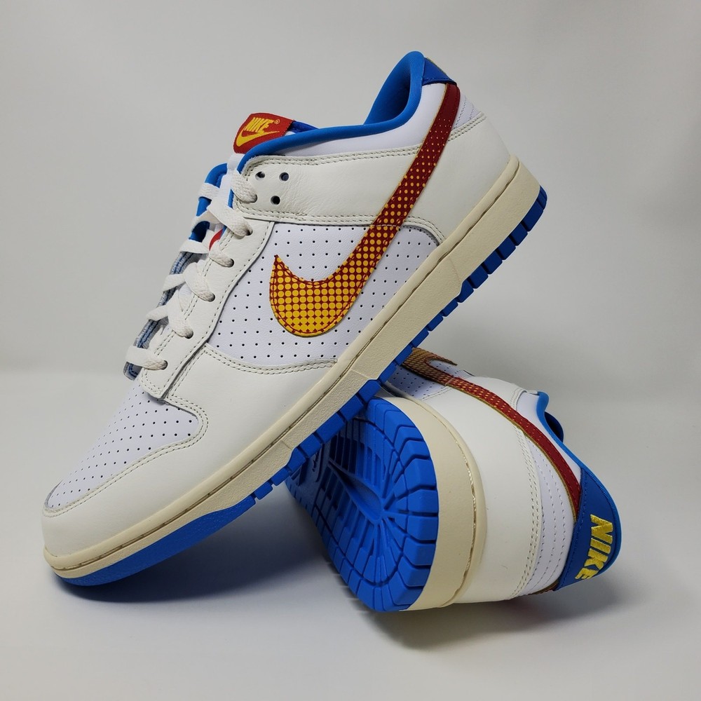 Nike Dunk Low Retro SE Pop Art White Blue Red Yellow HQ3613-133 Men's Size 12