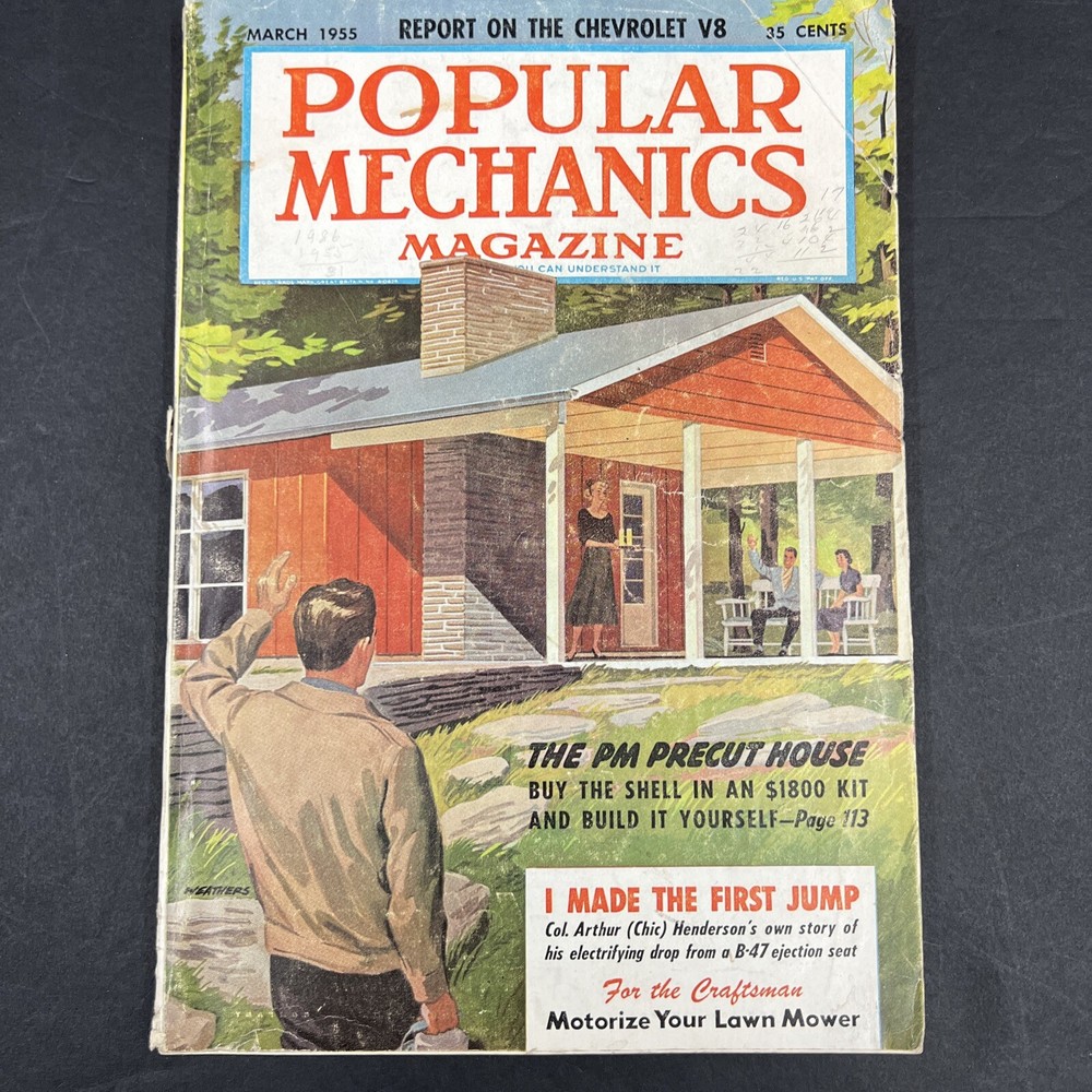 Vintage Popular Mechanics Magazine 1955 March, Chevrolet V8 Review Back Issue