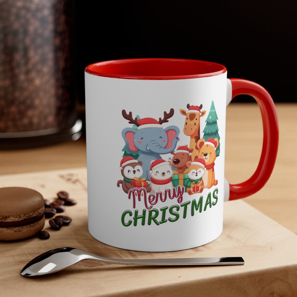 Merry christmas with Animals cute Accent Coffee Mug, 11oz-image