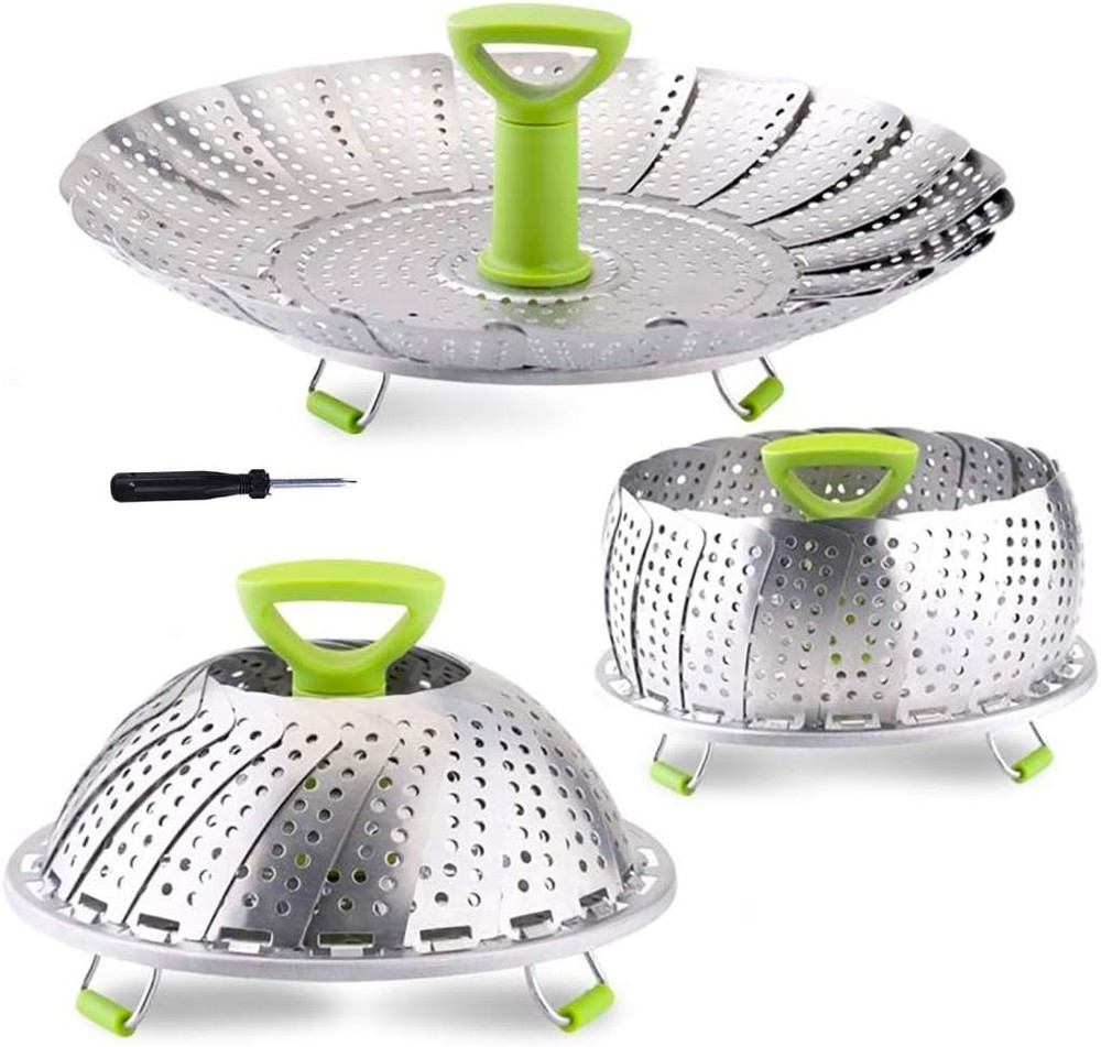 Vetable Steer Basket, Stainl Steel Folding Steer Basket Insert