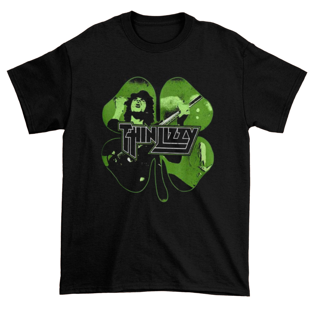 nEW Thin Lizzy Shirt Shamrock T-shirt Black Gift Family shirt