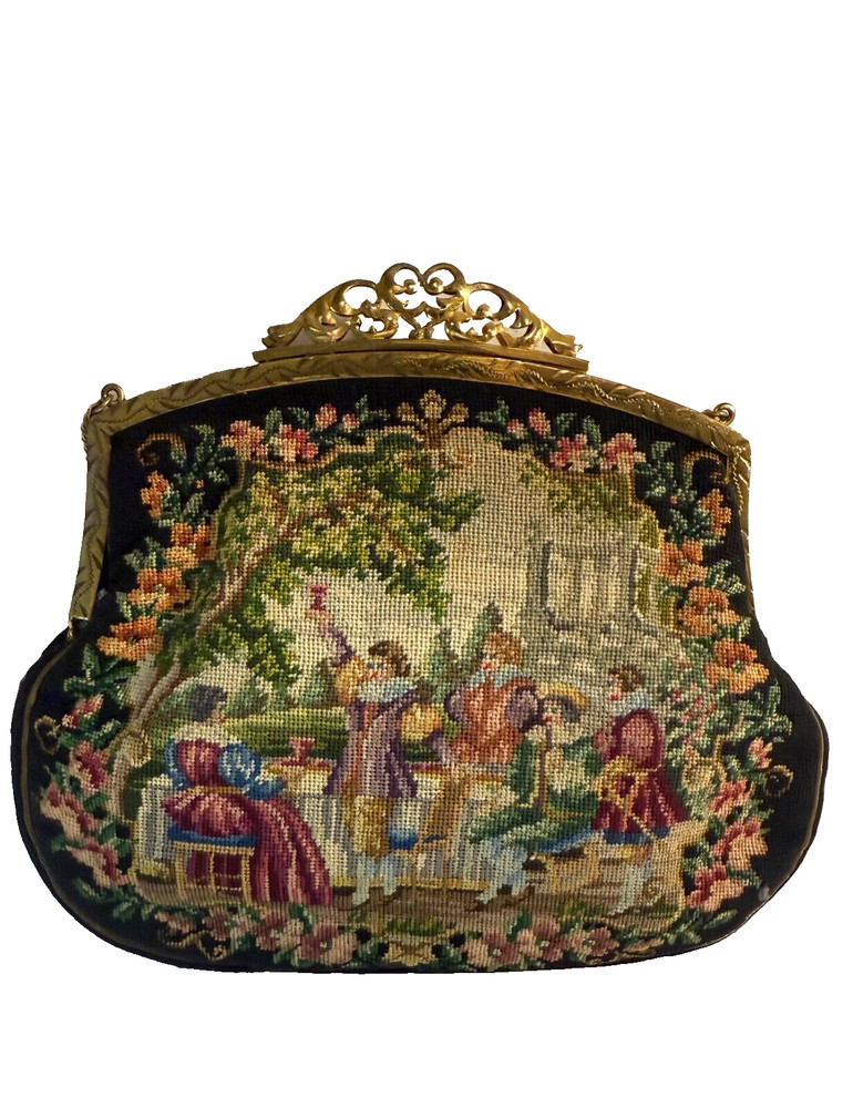 Vintage Petit Point Purse Scenic JB & Co Handmade Austria SELLER PAYS US TARIFFS