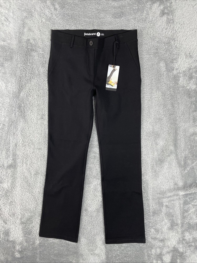 Betabrand Dress Pants Yoga Pants Women's Petite M Black Straight Pull On Stretch