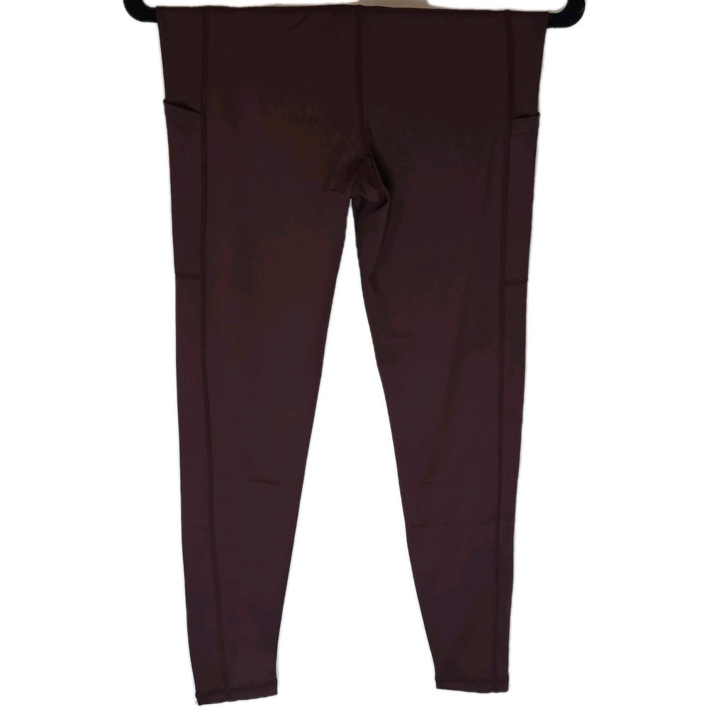 Womens Size Large Love Her Burgundy Solid Stretch Ankle Leggings w/ Pockets