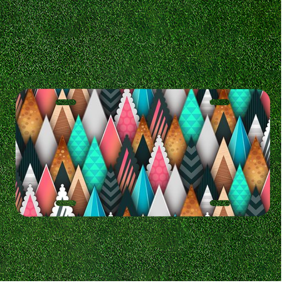 Custom Car License Plate with Personalized Triangle Background Design