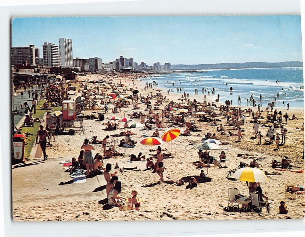 Postcard Sun worshippers Addington Beach Durban South Africa