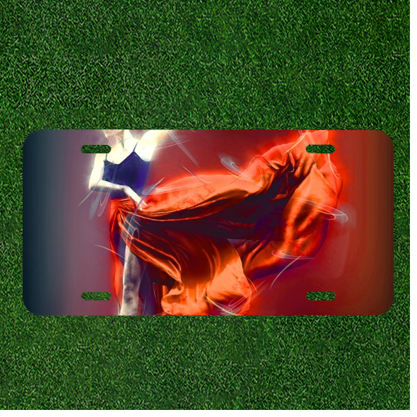 Custom Personalized License Plate Auto Tag With Stunning Glowing Dress Women