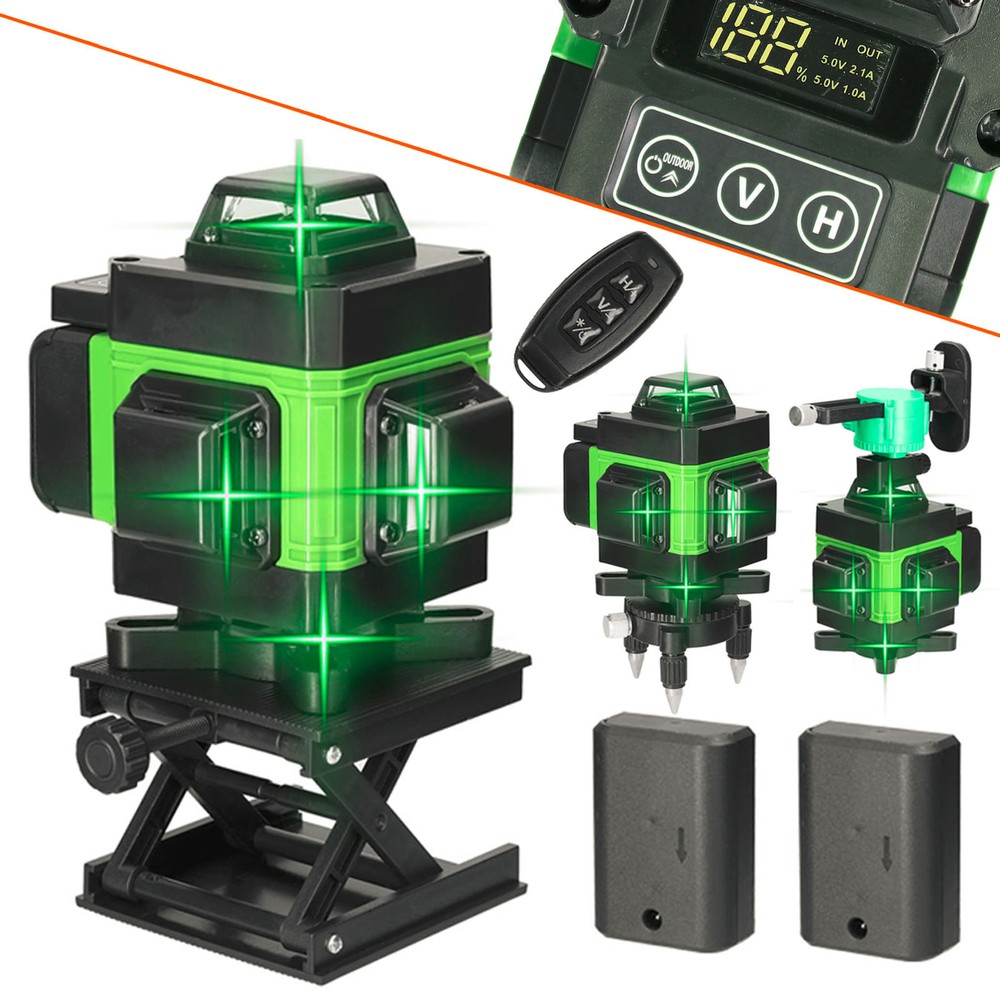16 Line 4D 360° Rotary Green Laser Level Self Leveling Cross Measure Tool S8X3