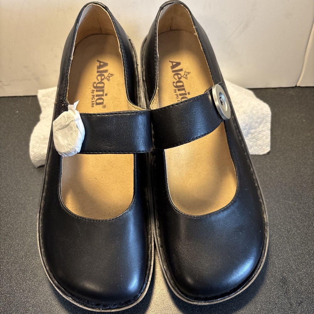 Alegria Paloma Black Mary Janes -Womans EU 40 US 9.5 Adj. Strap New Without Box
