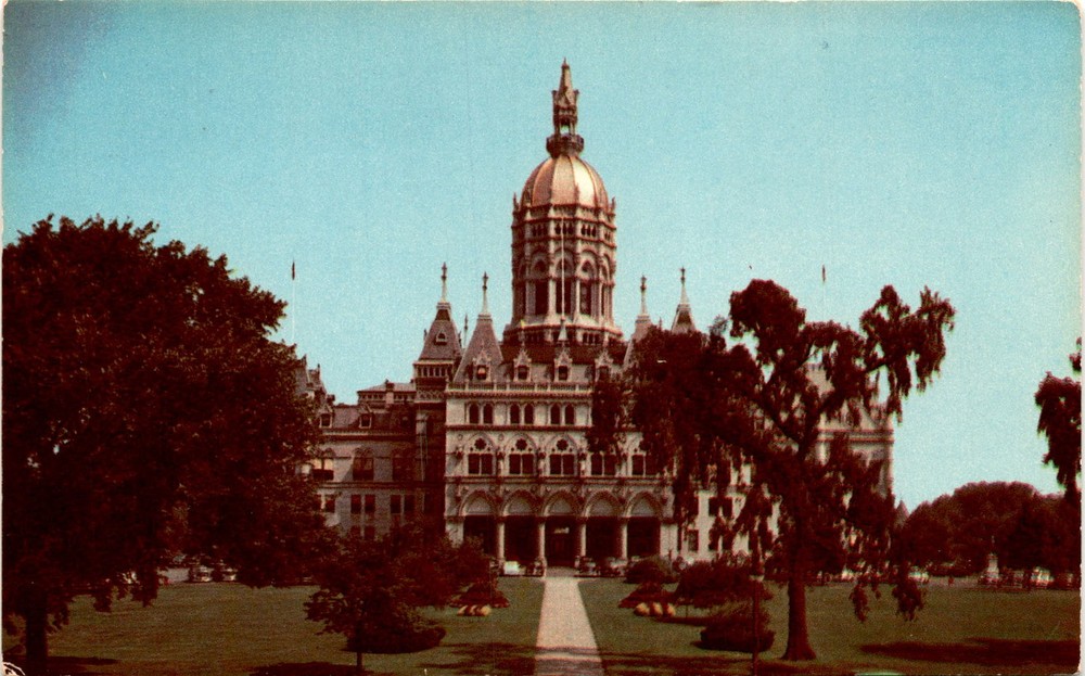 Hartford, Conn, Bushnell Park, Dexter Press, West Nyack, Natural Color Postcard