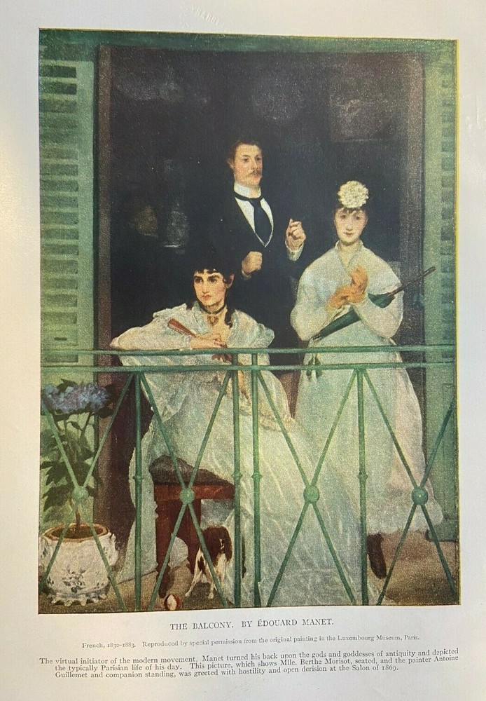 1917 Vintage Magazine Illustration The Balcony by Edouard Manet