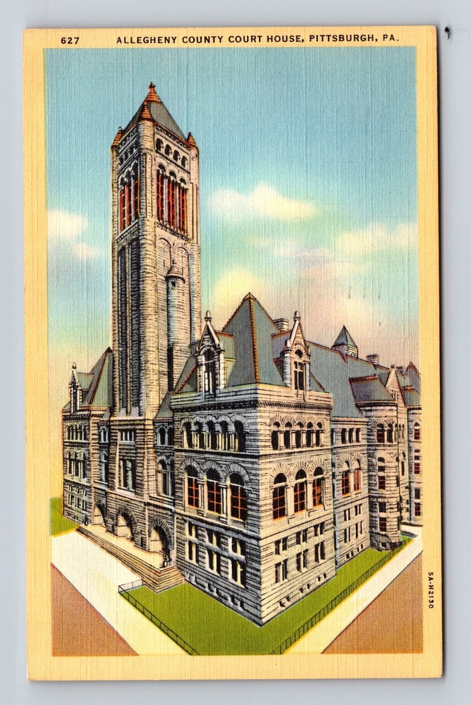 Pittsburgh PA-Pennsylvania Allegheny County Court House Vintage c1943 Postcard