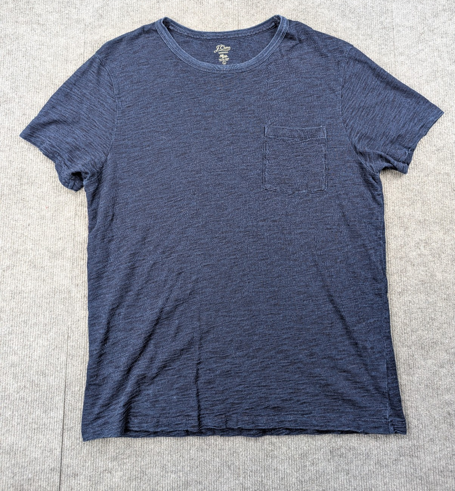 J Crew Pocket Tee Mens Large Indigo Knit Goods Cotton Blue Minimal Classic Shirt